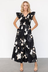 Ranchero Smocked Maxi Dress | Black Print